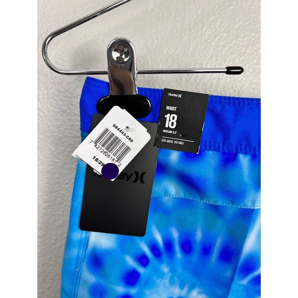 NEW Hurley boys size 18 board shorts swim trunks‎ blue tie dye NWT